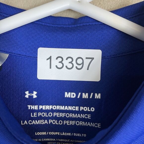 Under Armour Polo Shirt Mens Medium Blue Black Red Performance Blocked Adult NWT - Picture 11 of 11